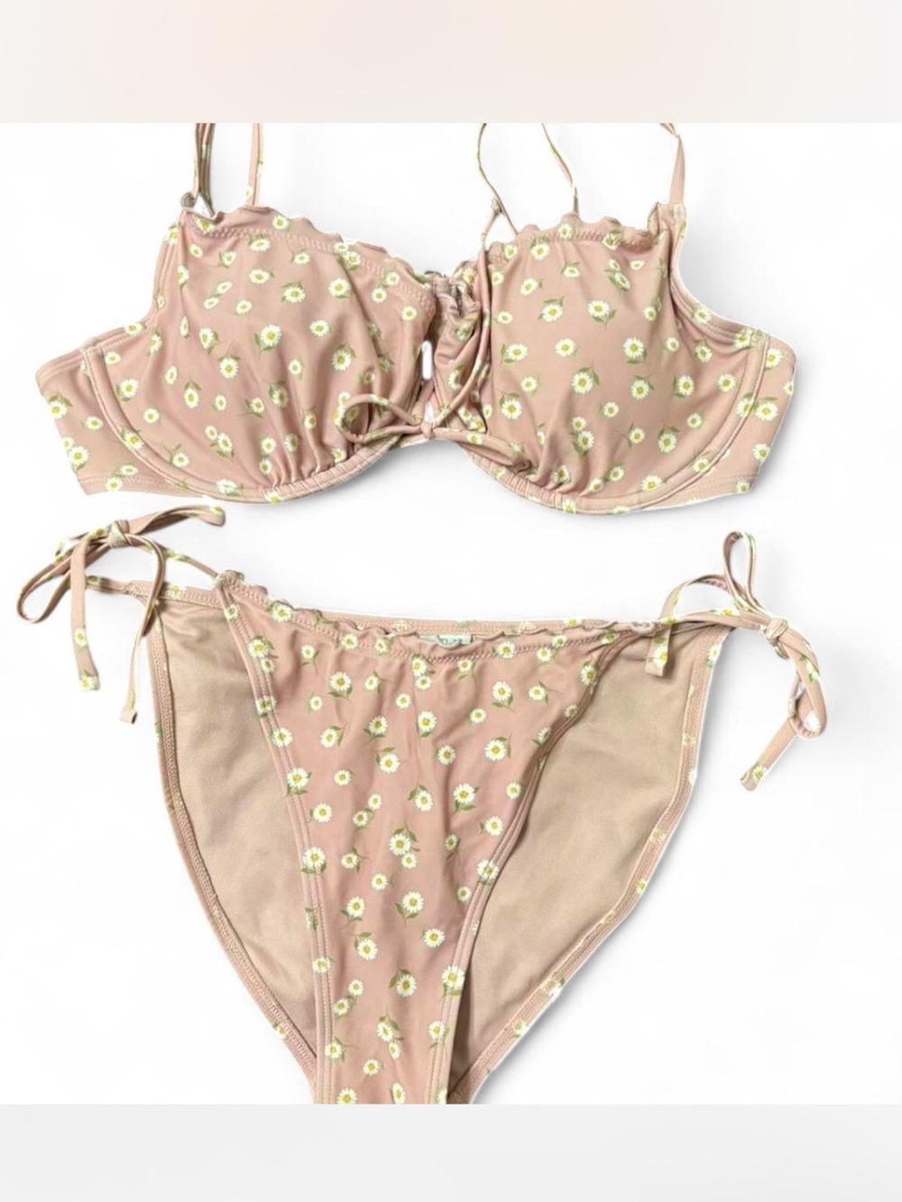 wild fable Pink Floral Tie-Side Bikini Set top-large bottom-medium